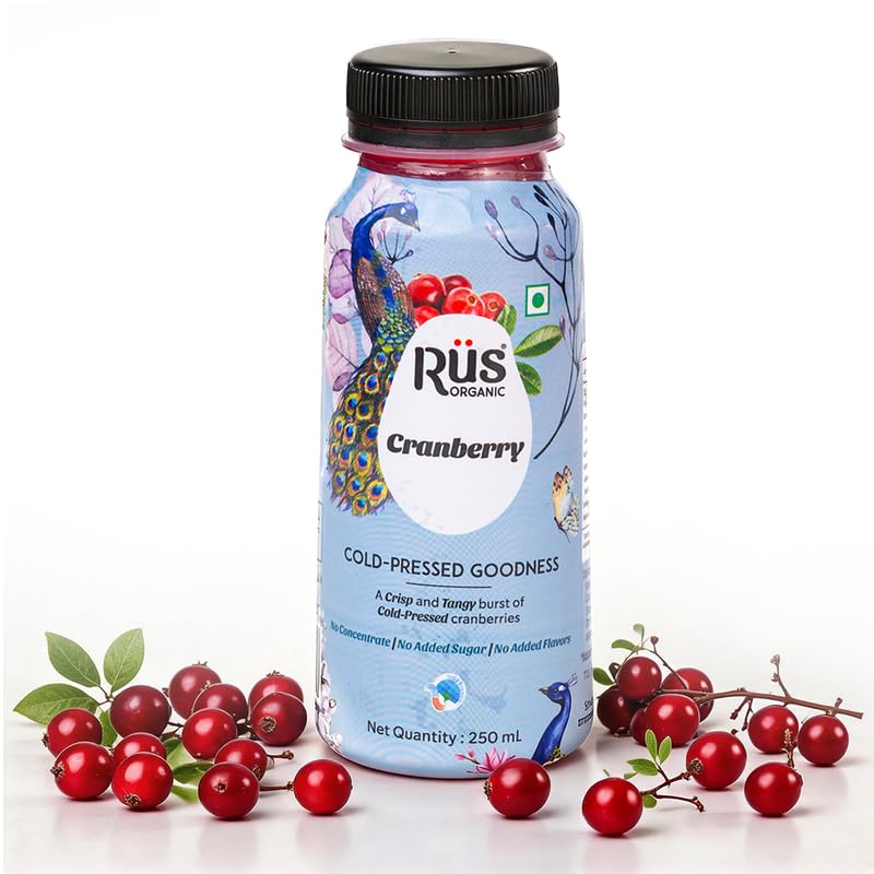 Image of Rus Organic Apple Cranberry Juice | Cranberry & Apple Juice | Natural & Cold-Pressed | Pack of 6 (250ml Each) | Refreshing Sugar Free Drinks | No Preservatives | Rich in Antioxidants