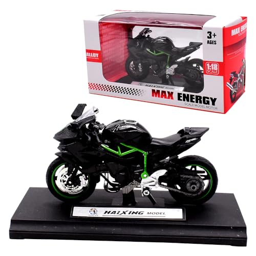 URacon Maquetas de Motocicletas Moto Juguete Decoración Juguete de Modelo de Motocicleta Juguete de Aleación Vehículo Miniatura Decoración del Hogar Apto a Partir de 3+ Años(Negro Verde)