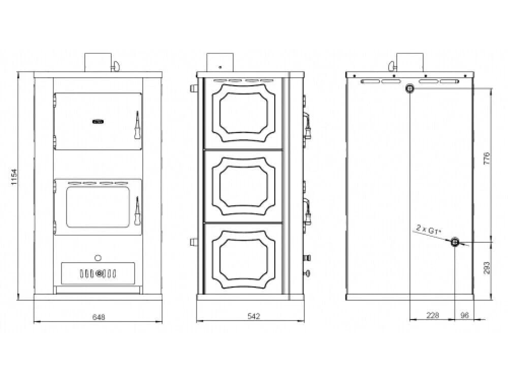 Prity WD W29 Poêle à bois 29 kW avec gaine d'eau et chauffage central extra large certifié CE