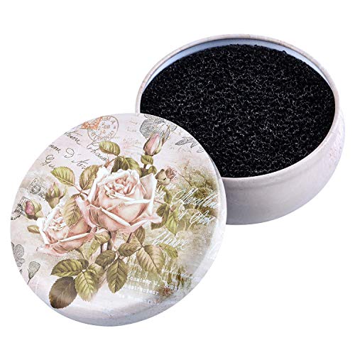 KDKD Color Switch Makeup Brush Cleaner, Shaking Off Eyeshadow Colors on Sponge in Round Rose Case (Dark Pink Rose)
