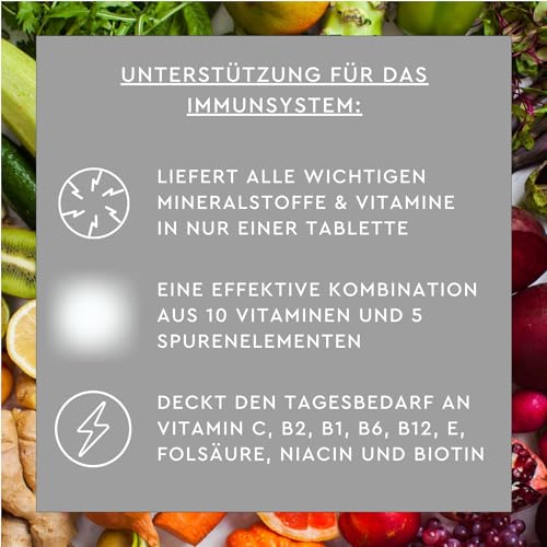 SUNLIFE Multivitamin Tabletten hochdosiert - 1 x 17 Stück - Mineral und Multivitamin Brausetabletten mit Orangen-Grapefruit Geschmack - Multi Vitamin Tabletten mit 10 Vitaminen und 5 Mineralstoffen