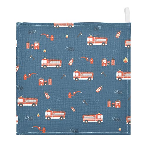 Image of vvfelixl Firefighters Pattern Baby Burp Cloths, Baby Muslin Washcloths for Boys Girls, Cotton Baby Face Towel for Newborn Infants Soft and Absorbent 11.8 X 11.8 in, 5 Pack Blue