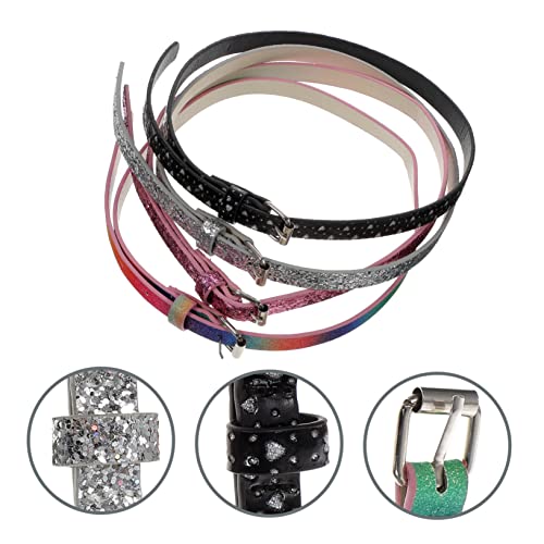 NOLITOY 4pcs Boy Girl Pu Leather Belt Heart Shaped Belts for Girls for and Daily Wear Includes Rainbow Glitter Glitter2