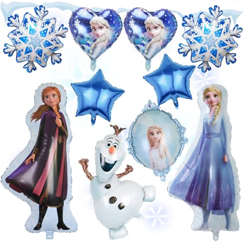 Globos de Congelados, 10 Piezas Decoración Cumpleaños, Elsa Globos de Papel de Aluminio, Globos de Copo de Nieve, Tema Cumpleaños para Niñas y Niños Fiesta