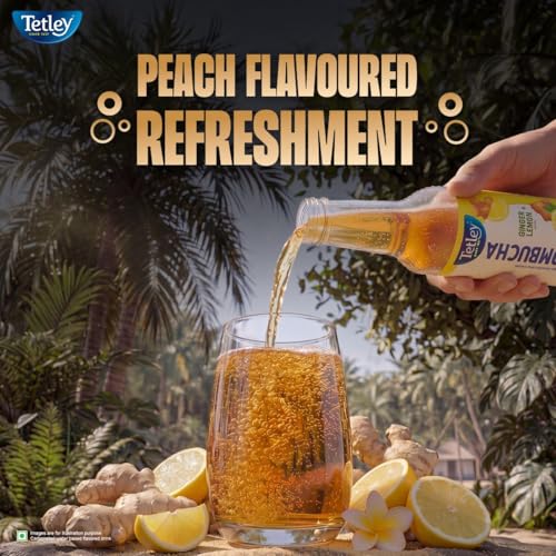 Image of Tetley Kombucha Ginger Lemon, Fermented Tea, With Live Culture, Rich in Antioxidants, 265ml