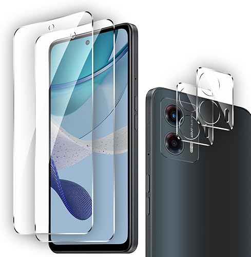 Paquete de 2+2 protectores de pantalla de vidrio templado para Motorola Moto G 5G 2023 no apto para modelos 2020-2022 con protector de lente de