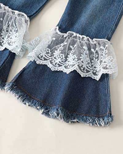 Image of Baby Girl Clothes Toddler Girls Winter Outfits Infant Clothing Ruffle Top Denim Pants Jeans Cute Fall Outfit Set