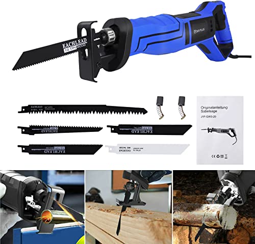 DayPlus Scie sabre électrique, 900 W, recette avec lames de scie sabre, 5 pièces, 2800 tr/min, scie récipro pour bois, métal, profondeur de coupe max. 160 mm