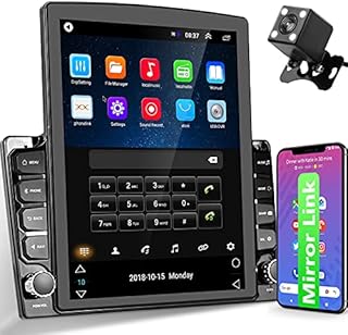 Vertical Double Din Android Car Stereo with Bluetooth GPS Navigation, Rimoody 9.7'' Vertical Touchscreen Car Radio with FM Radio WiFi iOS/Android Mirror Link USB Car Stereo Receivers + Backup Camera