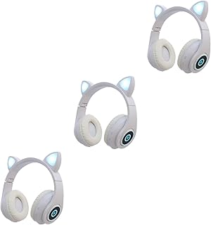 UKCOCO 3Pcs Fone De Ouvido Fone De Ouvido Fones De Ouvido Com Cancelamento De Ruído Fone De Ouvido Bonito Fones De Ouvido Com Cancelamento De Ruído Microfone Luz LED Fone De Ouvido