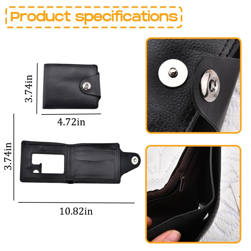 Men Slim Rfid Blocking Wallet Front Pocket Cards Zipper Wallets for Father Dad Birthday Gift Black PU Pocket Wallet Coin Purse Bifold Wallets with ID Window Men Billfold2