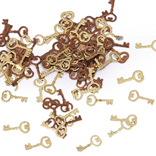 BMC 120pc Flexible Gold Metal Heart Key Cut Out Nail Art Decorative Confetti