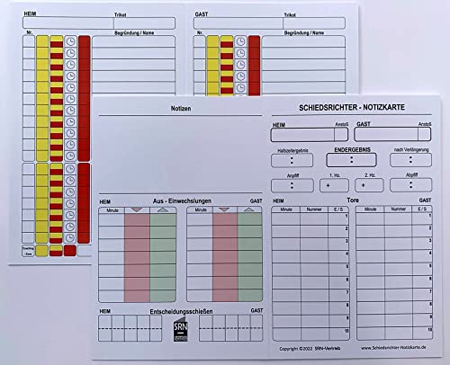 50 St. * 4-seitige SPIELNOTIZKARTE * Neueste Generation für den Onlinespielbericht ; für Pokalspiele geeignet ; Disziplinarstrafe in der Tech.Zone; bis zu 7 Auswechslungen pro Team