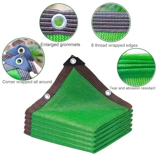 Malla de sombreo Verde para Invernadero con Ojales, Ligera y Transpirable, Parasol para jardín, pérgola, cochera, Piscina, terraza y balcón (1x1,0 m).