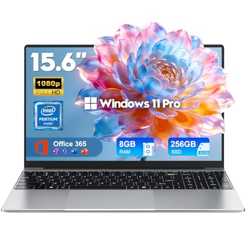 NIAKUN Laptop Computer,15.6 Inch Windows 11 Pro Laptops with Office 365,2026 Lap Top PC,8GB RAM 256GB SSD,Intel Pentium Process,1080P FHD,5000mAh Long Battery Life,2-Year Warranty,Business Student