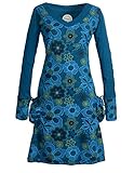 Das Kleid ist bunt mit einem außergewöhlichem Blumen-Muster handbedruckt - Ungewöhnliche, aufgesetzte, beutelförmige Taschen