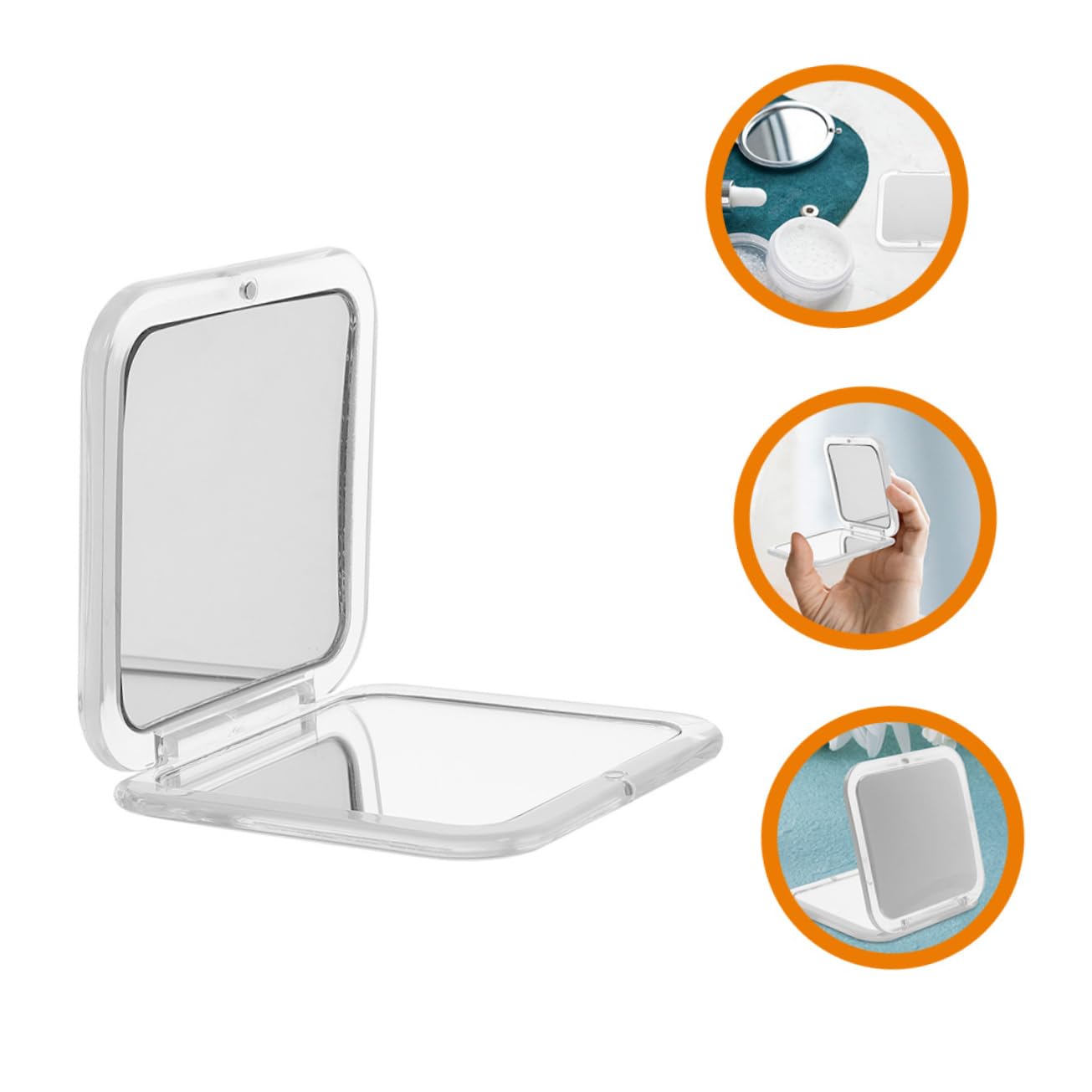 Ipetboom 3stücke Kompakter Kosmetikspiegel Doppelseitig Fache Vergrößerung Faltbar Tragbar Für Handtaschen Mit Eleganter Weißer Oberfläche Perfekter Begleiter Für Unterwegs