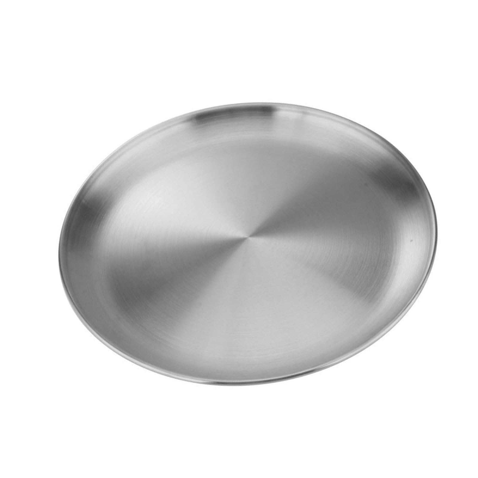 MALSSE Stainless Steel Round Serving Trays Sturdy Dishwasher Safe Rustproof Camping Supplies BBQ Serving Platters Stackable BBQ Platters