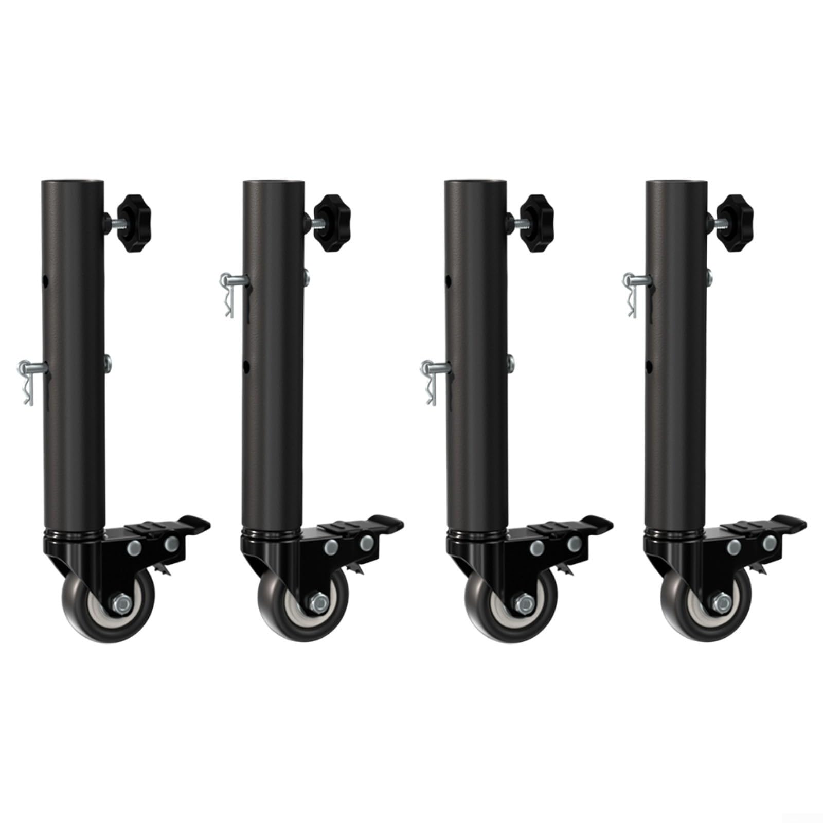 Roulettes pivotantes en acier noir haute résistance pour mobilier et charge lourde