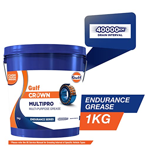 Image of Gulf Crown MULTIPRO ES Grease Endurance Series NLGI-3 | Upto 40 K Km* Drain Interval | Multipurpose Grease [1 Kg] - Pack of 1