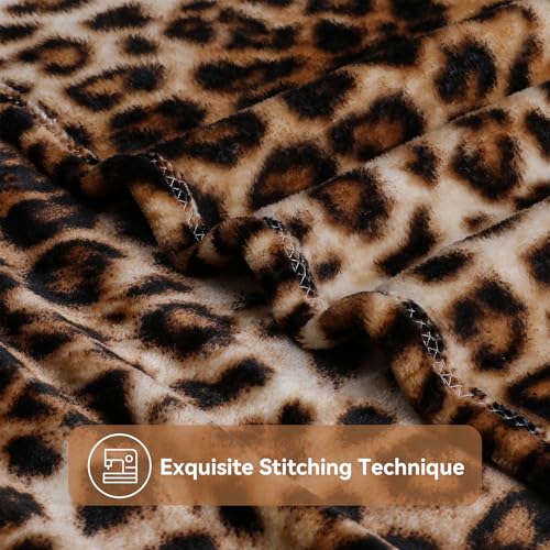 Manta decorativa con estampado de leopardo, suave de franela marrón, 50" x 60" miniatura 4