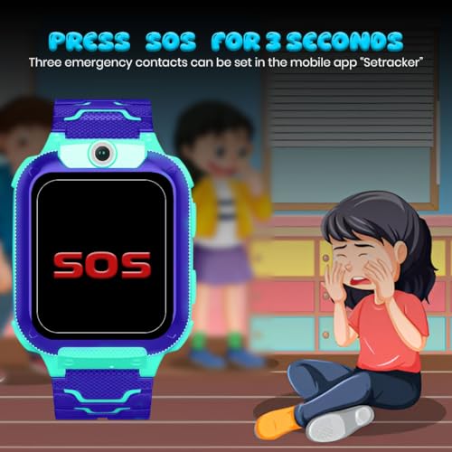 Image of GameSir Q18 Kids Smart Watch, 2G /3G Connectivity, Voice Calling, GPS Tracker, Two-Way Calling, SOS Function, Camera & Water Rasistence, Smartwatch for Kids - Boys & Girls - (Blue)