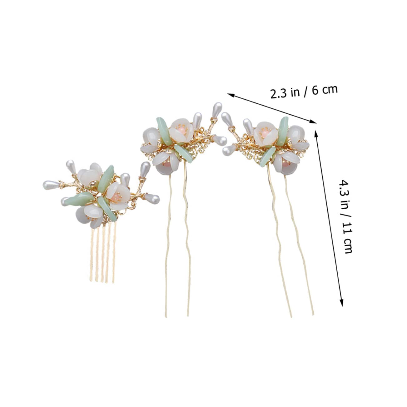 FOMIYES 12piezas Horquillas De Flores Perlas Peina De Pelo y Pin De Moño Accesorios De Cabello De Estilo Chino Para Mujeres y Niñas