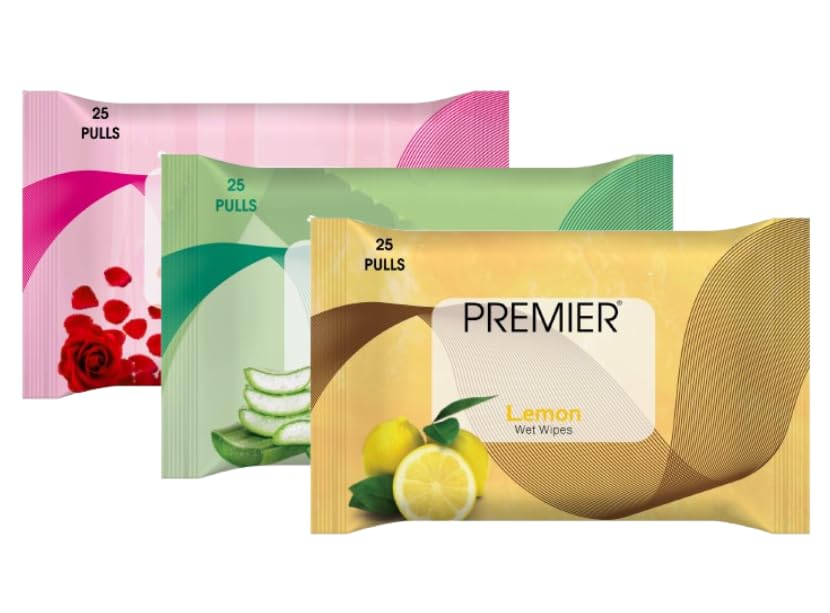 Image of Premier Refreshing Face Cleaning Wet Wipes (75 Sheets) | 25 Pulls per Pack | Pack of 3 Assorted | Soft, Skin-Friendly, Alcohol-Free | Perfect for Home, Travel & Office | Hydrates for Instant Freshness