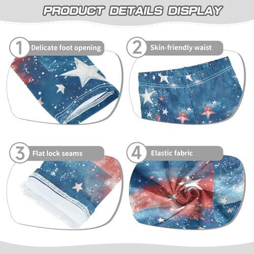 Red White Blue Stars Firework Girls Leggings Kids Yoga Pants Dance Active Tights 4T3