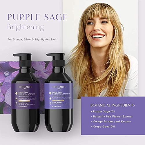 Theorie Purple Sage Brightening Conditioner For Blonde, Bleached, Silver, & Grey Hair. Instantly Eliminates, Neutralizes Brassiness & Yellows | With Argan, Marula, & Grape Seed Oil (800Ml) #TOP5