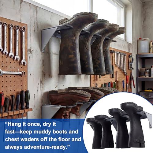 Image of Zonon Wader Hangers Durable Coated Steel Boot Rack Wall Mounted Boot Holder Organizer for Drying Storing Hunting Chest Waders Outdoor Gear Cowboy Shoes Storage Garage Entryway