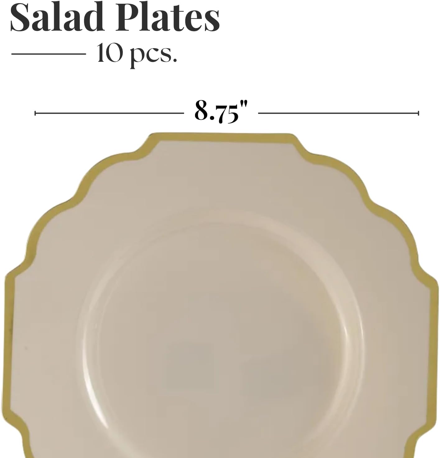 Silver Spoons Elegant Gold/Ivory Baroque Plastic Salad Plates - 8.75" (10 Pcs.) - Perfect for Weddings, Themed Parties, and Special Events - Image 4