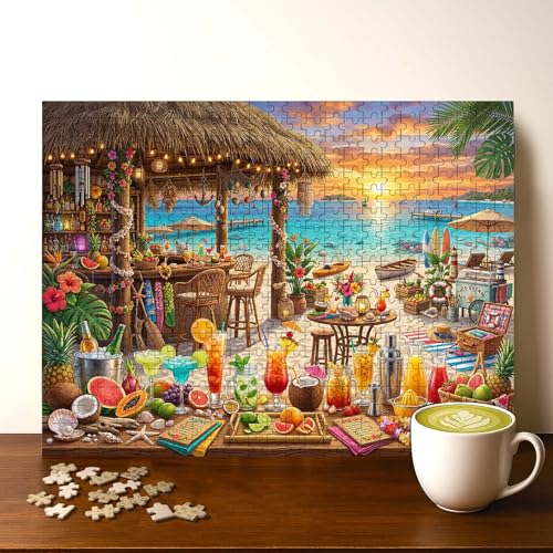 Casse-tête 500 pièces bois Beach Tiki BAR 20x15 po