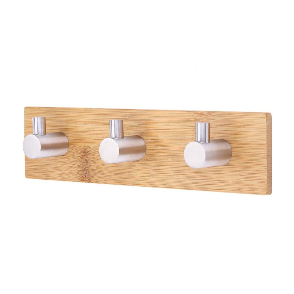 Zerodis Orange Wall Hook Adhesive Hook Coat Rack Bamboo Towel Hook Holder Decorative Organizer Coat Hooks For Home Coats Scarves Handbag (Three Hook)