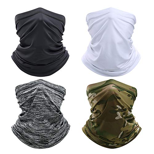 Sun UV Protection Neck Gaiter,4 Pieces Cycling Face Cover Scarf Breathable Elastic Neck Gaiters Dust Wind Bandana Balaclava for Fishing Hiking