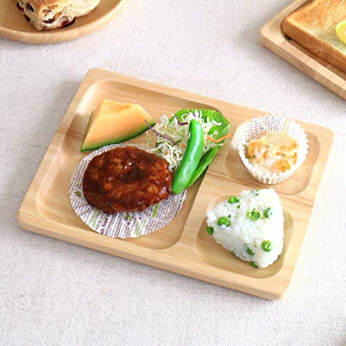 cerapockke ナチュラルウッド ランチプレート ランチプレート プレート 仕切り皿 カフェ食器 オシャレ 三品皿 トレー 木製 ウッドプレート 木の食器 木製食器