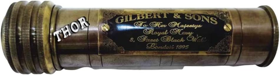 THOR INSTRUMENTS Antique Brass Vintage Design Gilbert & Sons Kaleidoscope W/Leather Case Nautical Gift Rustic Vintage Home Decor Gifts