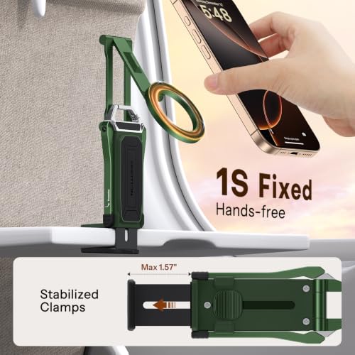Image of OMOTON TP02 360Rotating for MagSafe Tripod Mount, Adjustable Aluminum Magnetic Phone Tripod for iPhone 17 /16 /15 /14 Pro Max Air, Foldable Cell Phone Stand Fits Vlog, Gym, Travel Essentials, Green