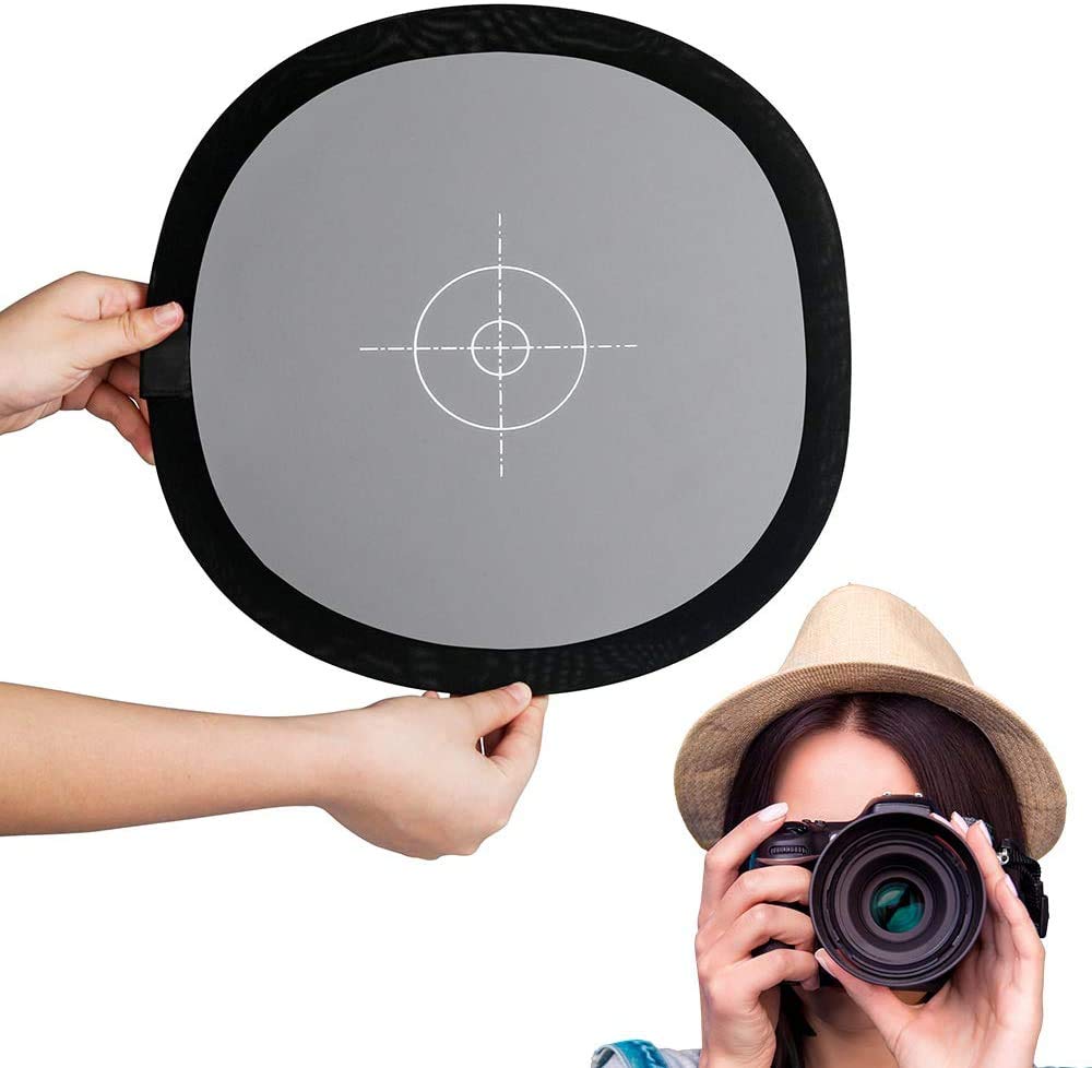 HASTHIP® 30x30cm Gray/White Balance Card, Portable Folded Focus Board Two Sides Double Face 18% Grey/White Balance Reference Card with Carry Bag for Canon Nikon Sony