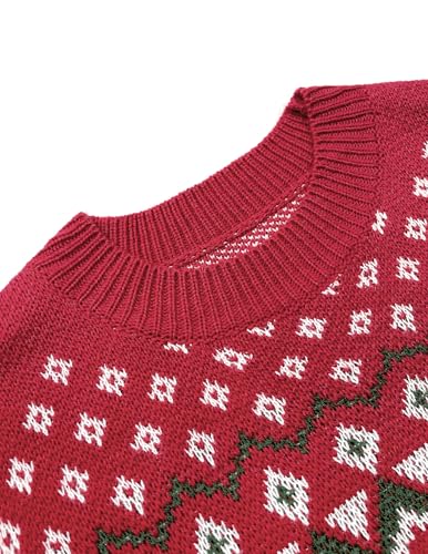 Image of Womens Casual Cute Ugly Sweaters Lightweight Ribbed Knit Crewneck Christmas Pullover Sweater 2024 Red M