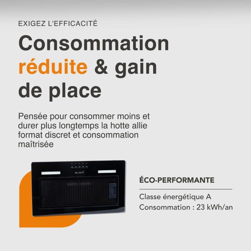 HOTTE INCASTRABILE — GRUPPO FILTRANTE NERO 52 CM | ISOS 52 BK BELDEKO