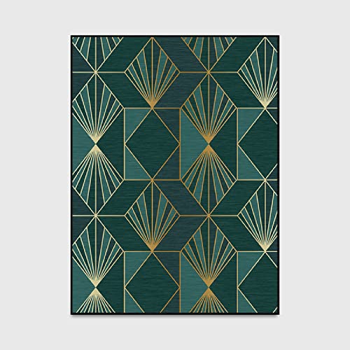 Tapis de salon géométrique or et vert pour sublimer votre bureau