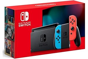 Nintendo Switch Handheld Game Console with Neon Blue and Neon Red Joy-Con