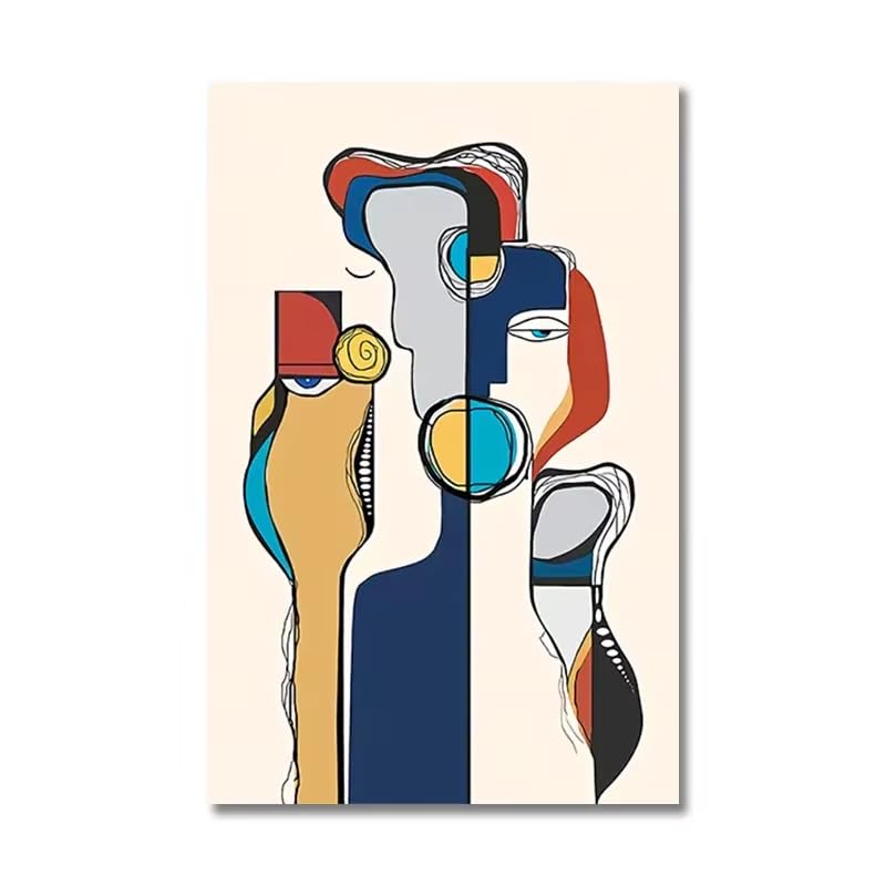 Tableau abstrait pour habiller un mur blanc poster décoration toile Picasso 40x50cm