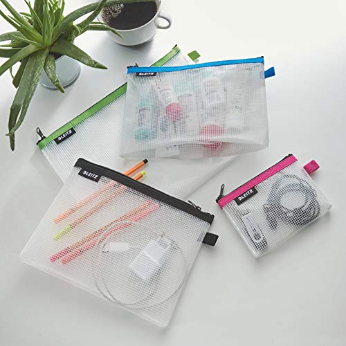 Leitz WOW Reise Zip-Beutel, durchsichtig, Ideal zur Organisation auf Reisen und im Handgepäck, Wasserabweisend, Mittel, 24 x 17 cm, Schwarz, 40250095