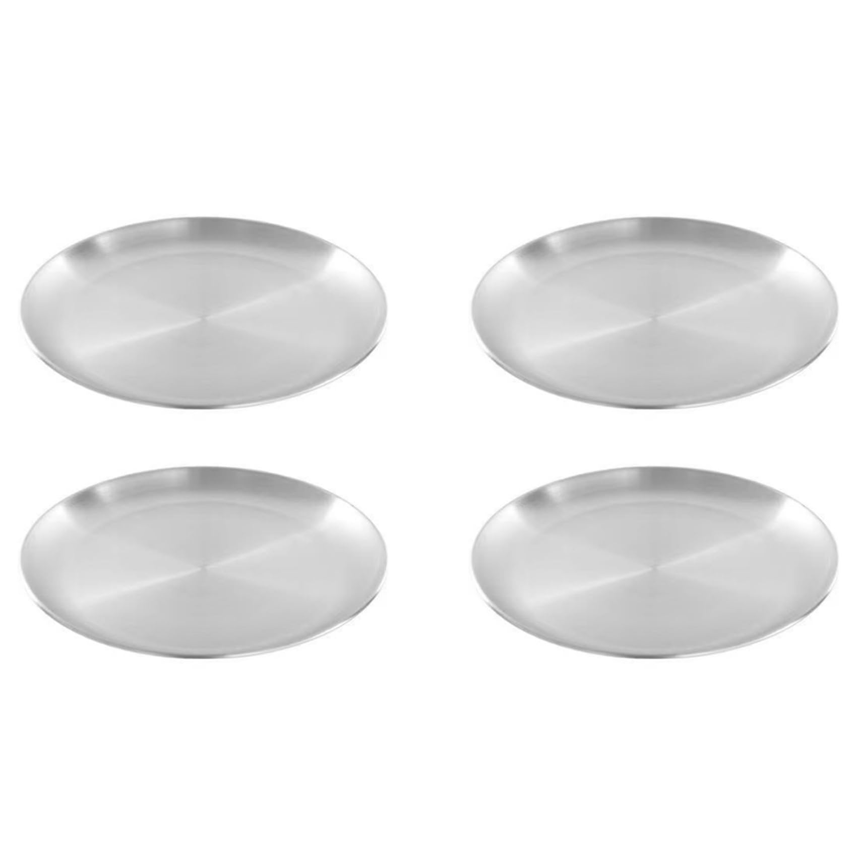 Hndhbfgrt 4pcs 14cm Stainless Steel Bone Spitting Dish Silver Shallow Tray Metal Dining Disc Round Plate Dessert Tableware