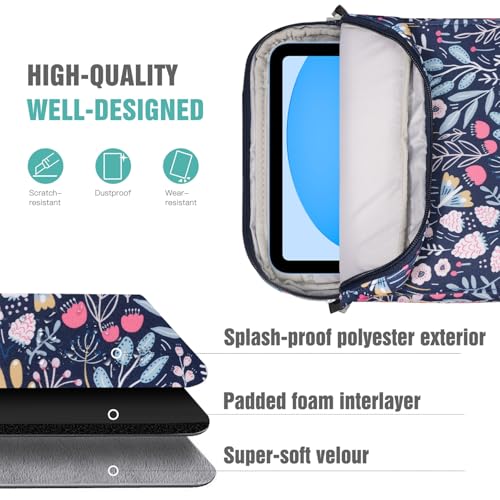 Image of TiMOVO 9-11 inch Tablet Sleeve Bag Carrying Case with Strap, Colorful Flower