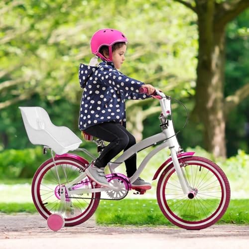 Asiento de bicicleta para muñecas bebés con soporte de metal para niños 4