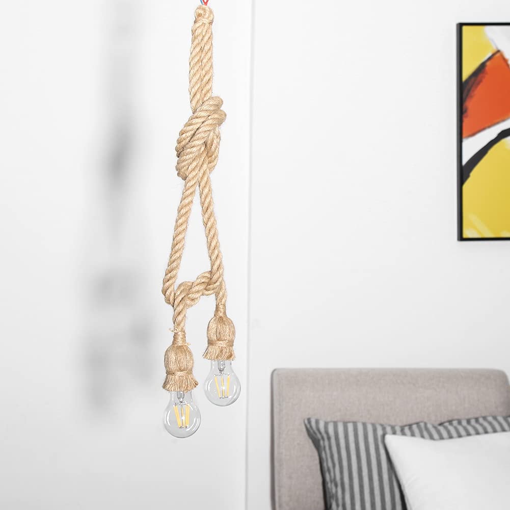 Lampada Sospensione Vintage In Corda Di Canapa 2m - E27 Per Bar, Casa, Ristorante - Foto 2