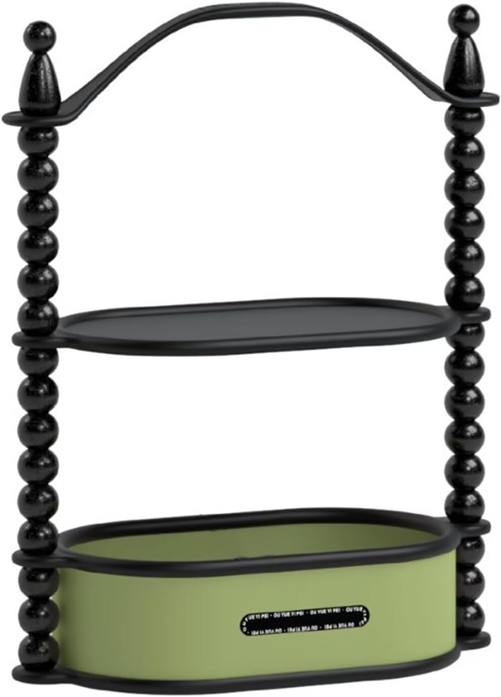 Retro Portable Handle Storage Rack, 2 - Tier Desktop Organizer for Entryway or Living Room High - End Clutter Holder with Beaded Accents for Home Decor and Functionality(Green)